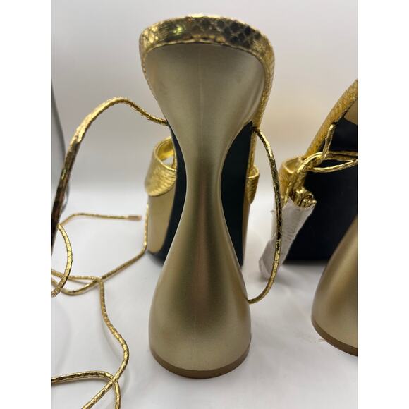 EGO Gelato Lace Up Platform Heels in Gold - Picture 8 of 12